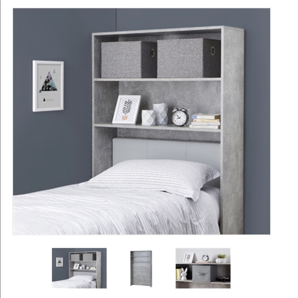 DECORATIVE DORM OVER BED SHELVING UNIT MARBLE GRAY